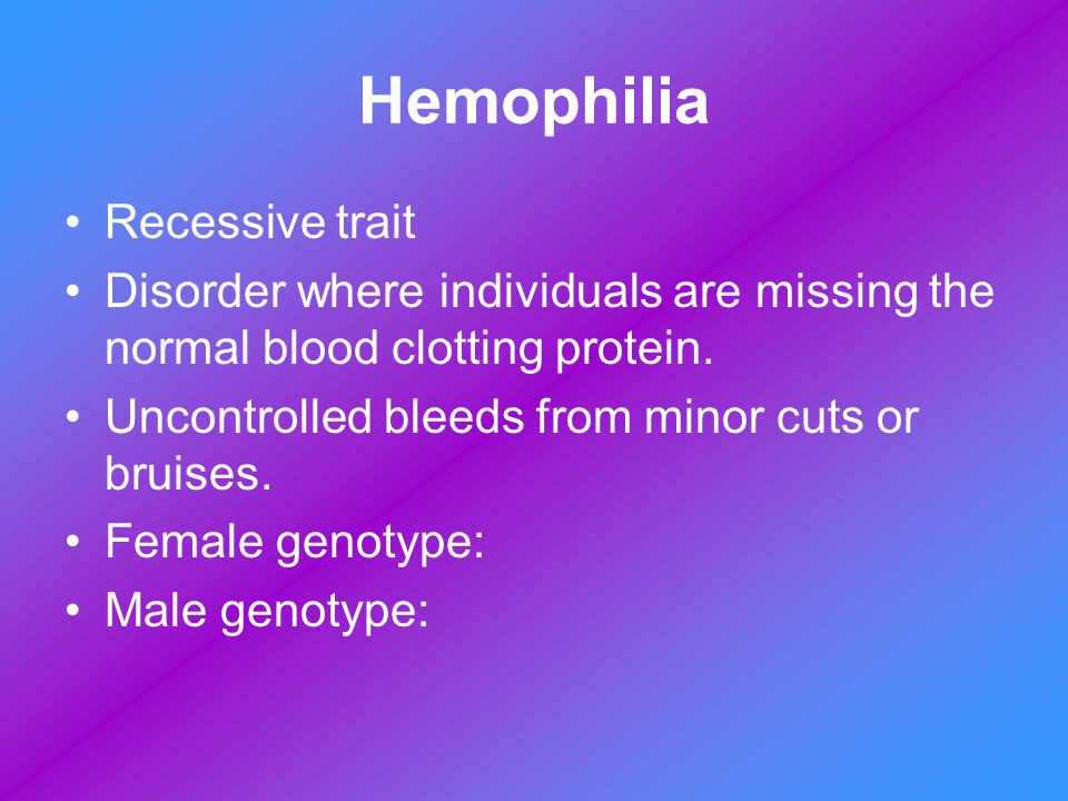 Hemophilia Recessive trait