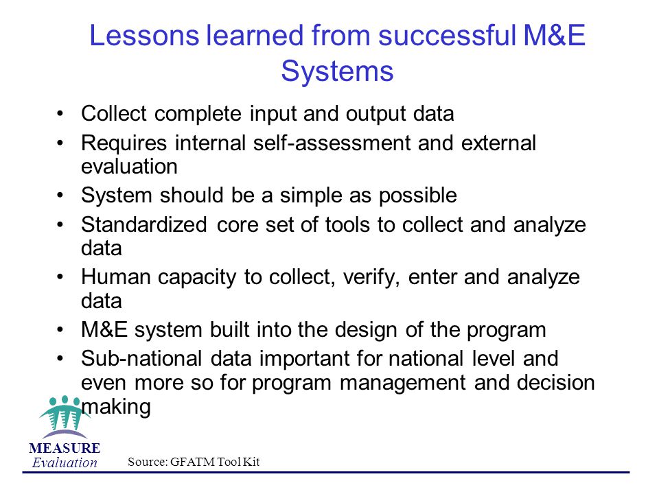 Lessons learned from successful M&E Systems