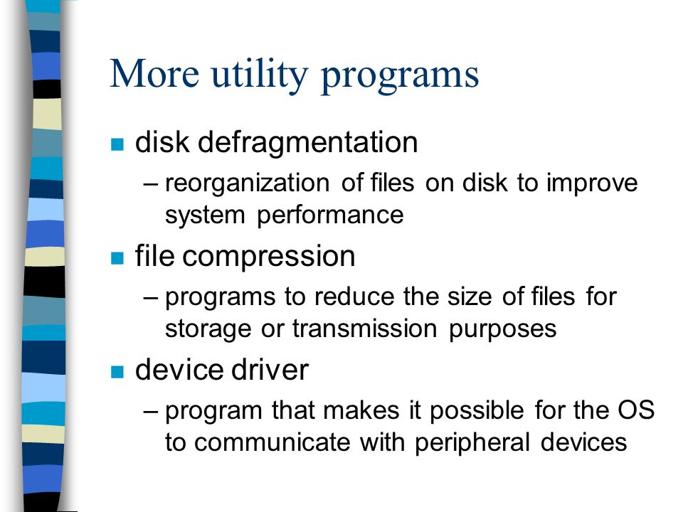 More utility programs disk defragmentation file compression