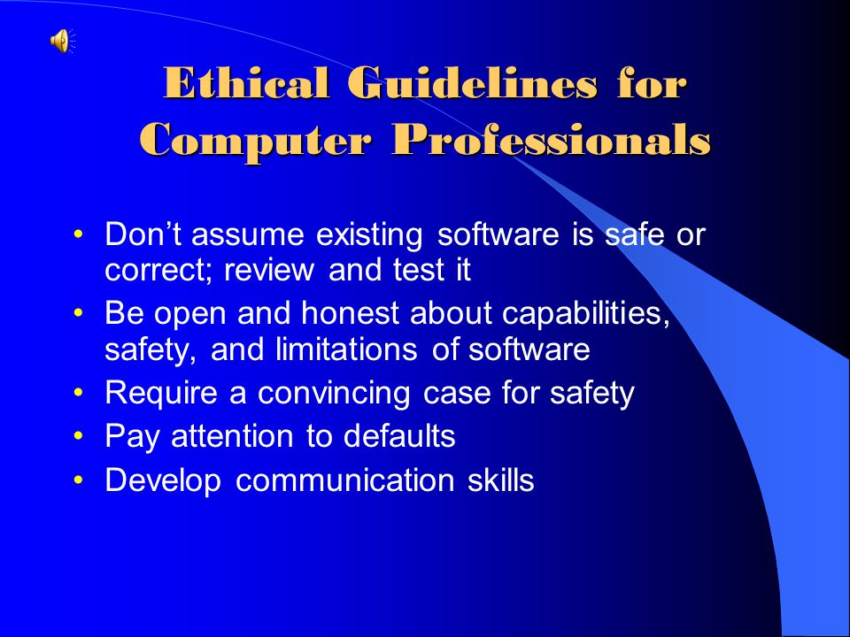 Ethical Guidelines for Computer Professionals