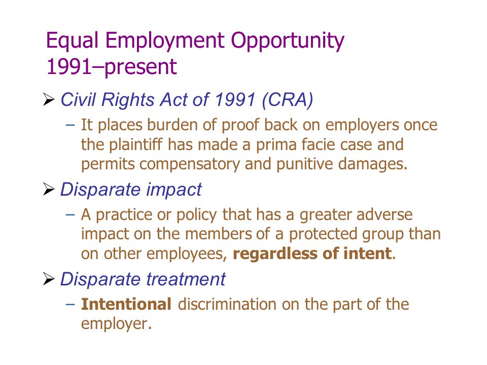 Equal Employment Opportunity 1991–present