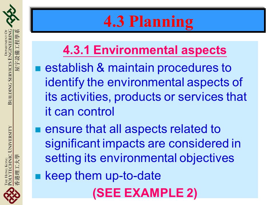 4.3.1 Environmental aspects