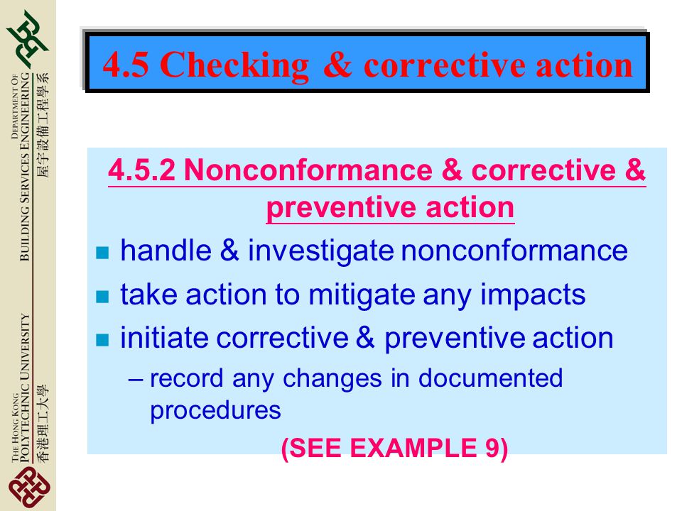 4.5 Checking & corrective action