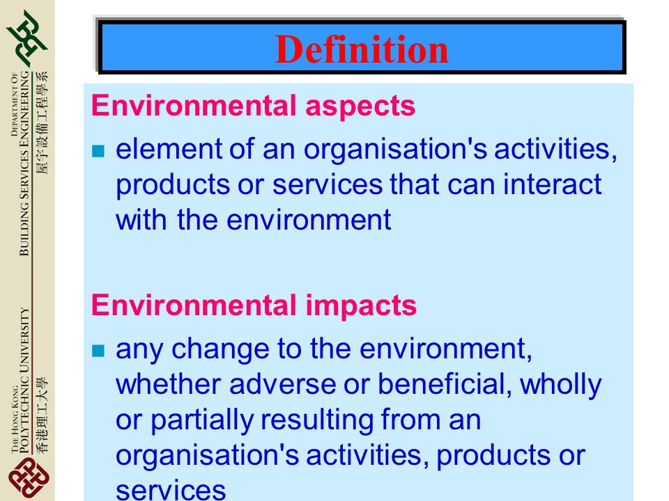 Definition Environmental aspects