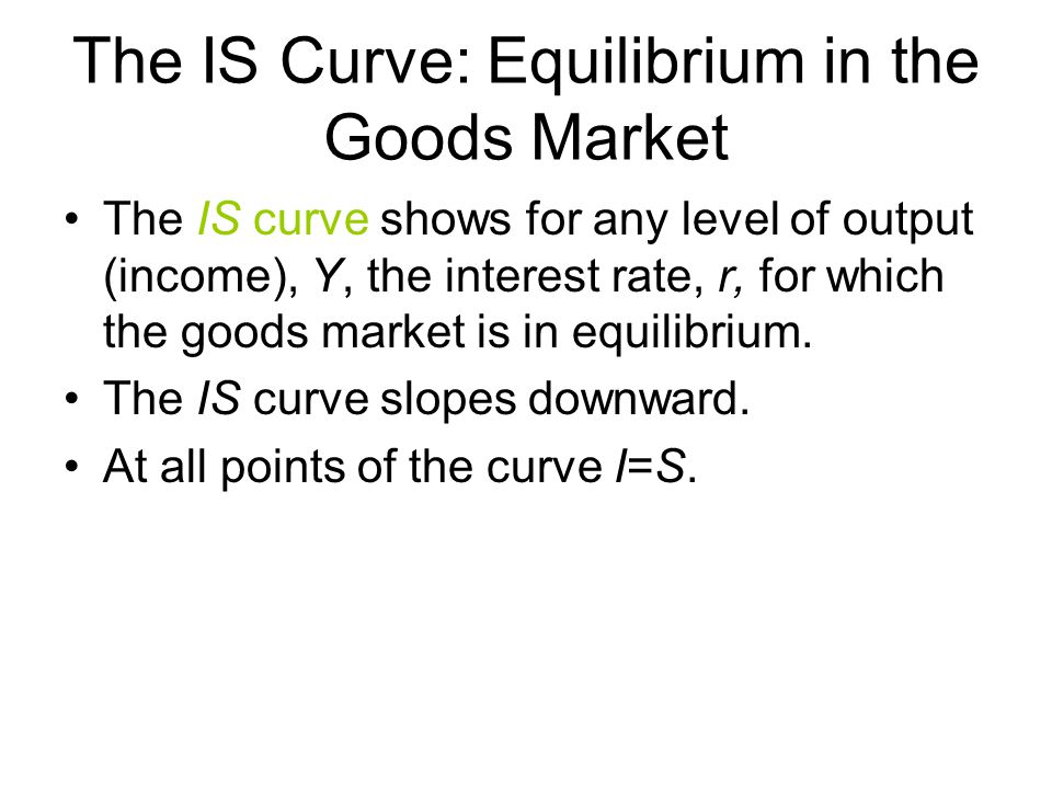 The IS Curve: Equilibrium in the Goods Market