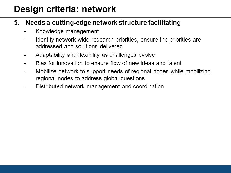 Design criteria: network