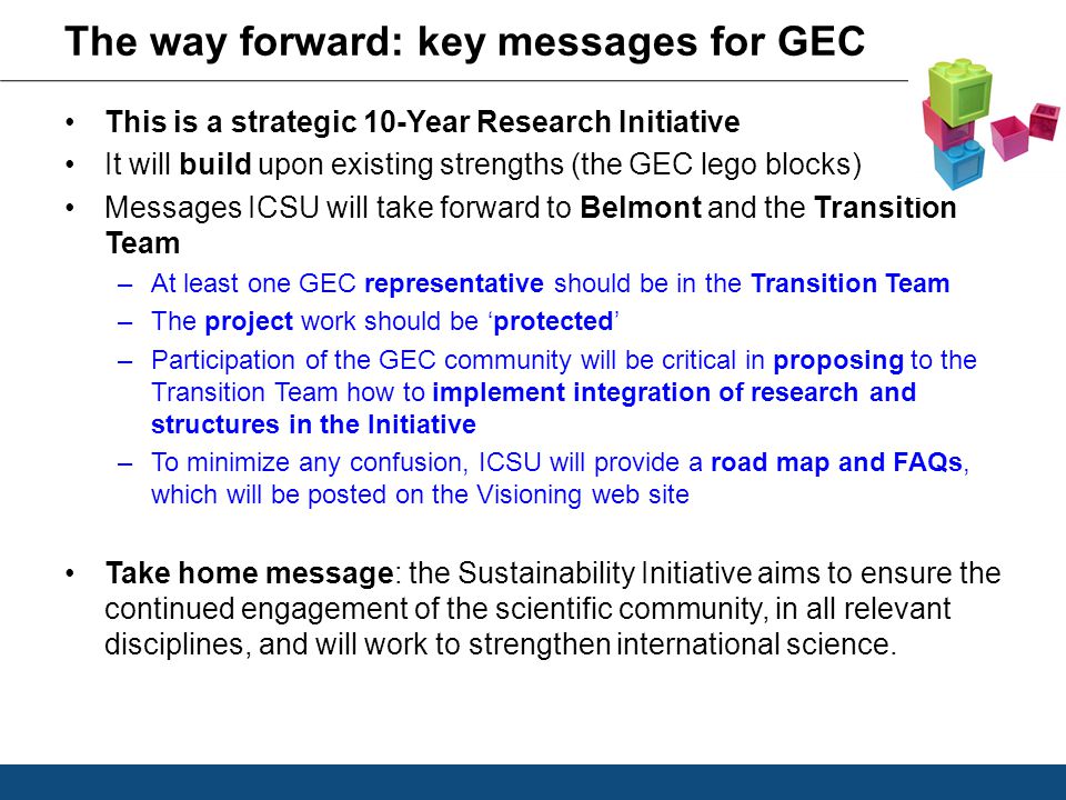 The way forward: key messages for GEC