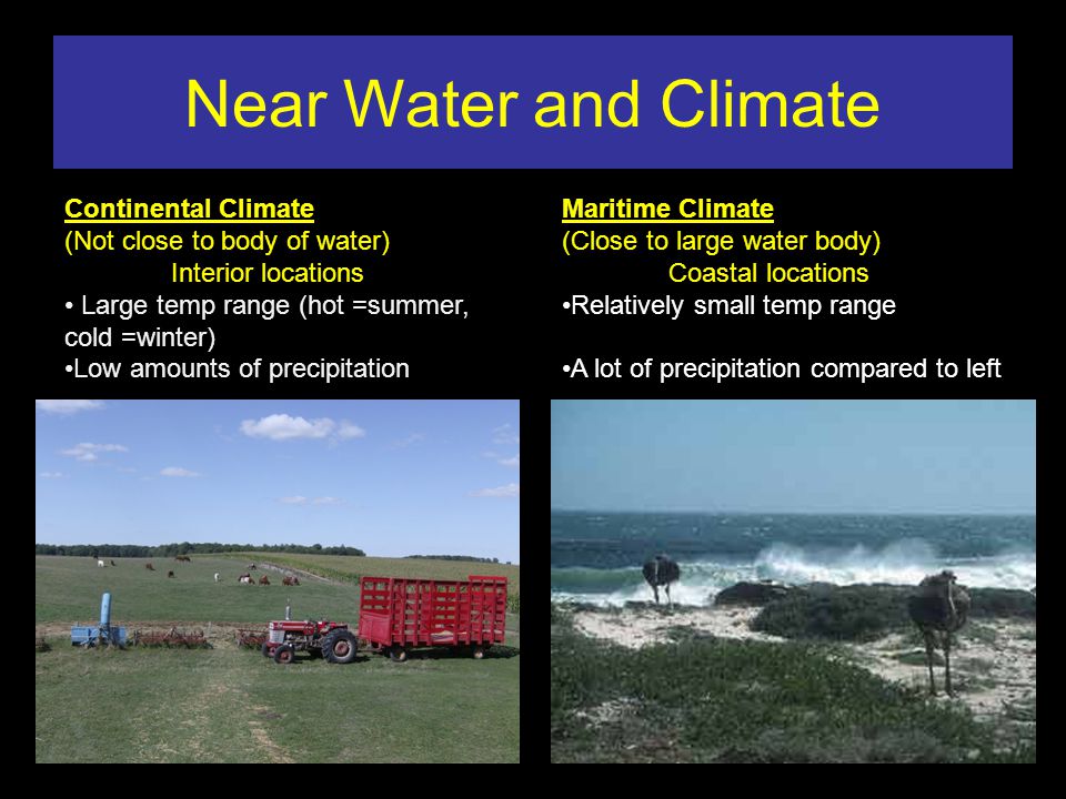 Near Water and Climate Continental Climate