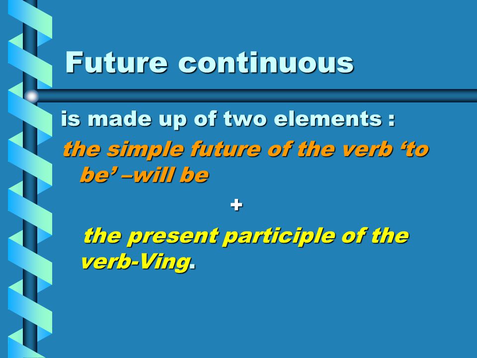 Future continuous is made up of two elements :