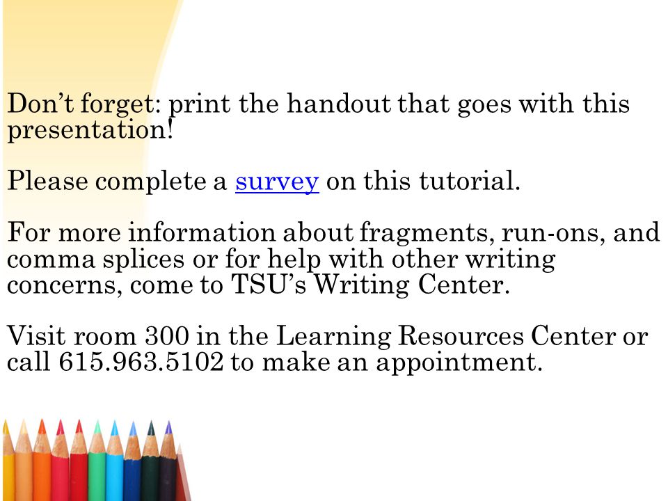 Don’t forget: print the handout that goes with this presentation