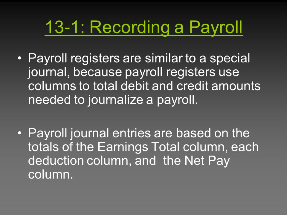 13-1: Recording a Payroll