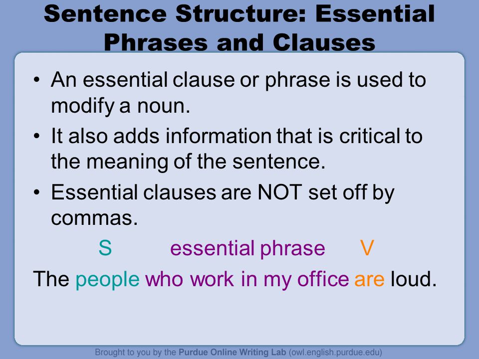 Sentence Structure: Essential Phrases and Clauses