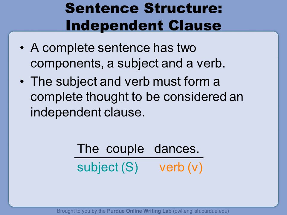 Sentence Structure: Independent Clause