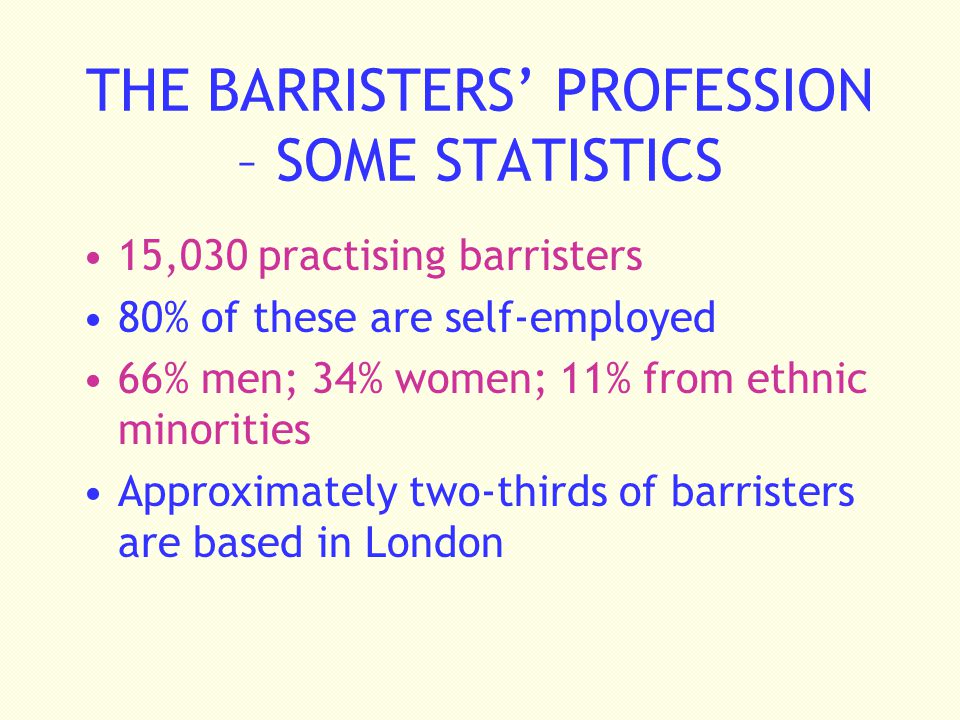 THE BARRISTERS’ PROFESSION – SOME STATISTICS