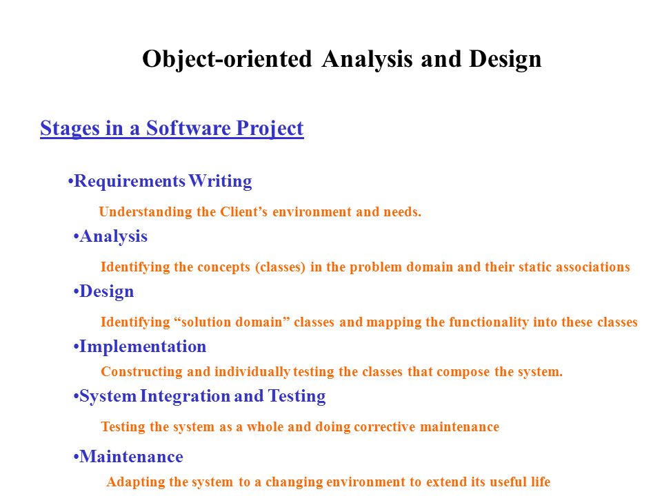 Object-oriented Analysis and Design