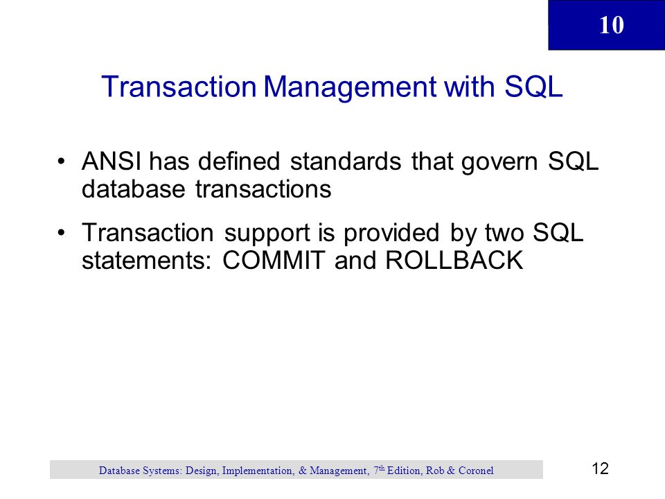 Transaction Management with SQL