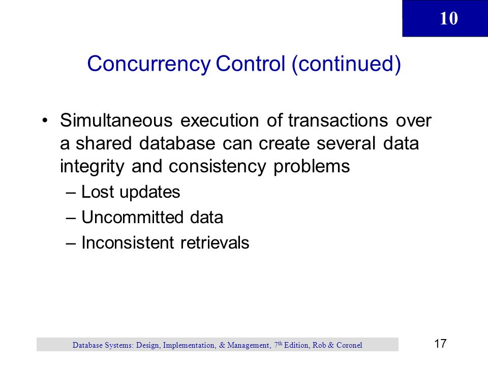Concurrency Control (continued)