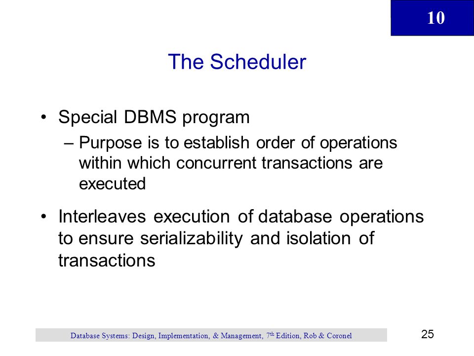 The Scheduler Special DBMS program