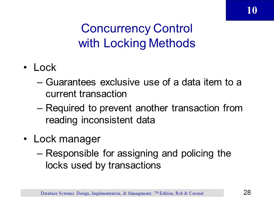 Concurrency Control with Locking Methods