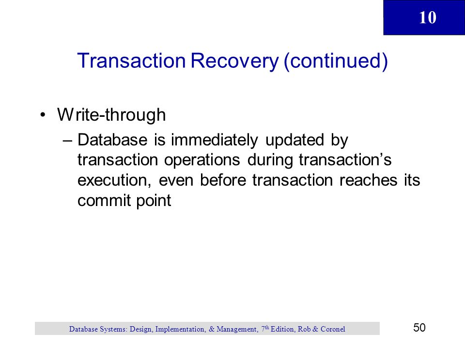 Transaction Recovery (continued)