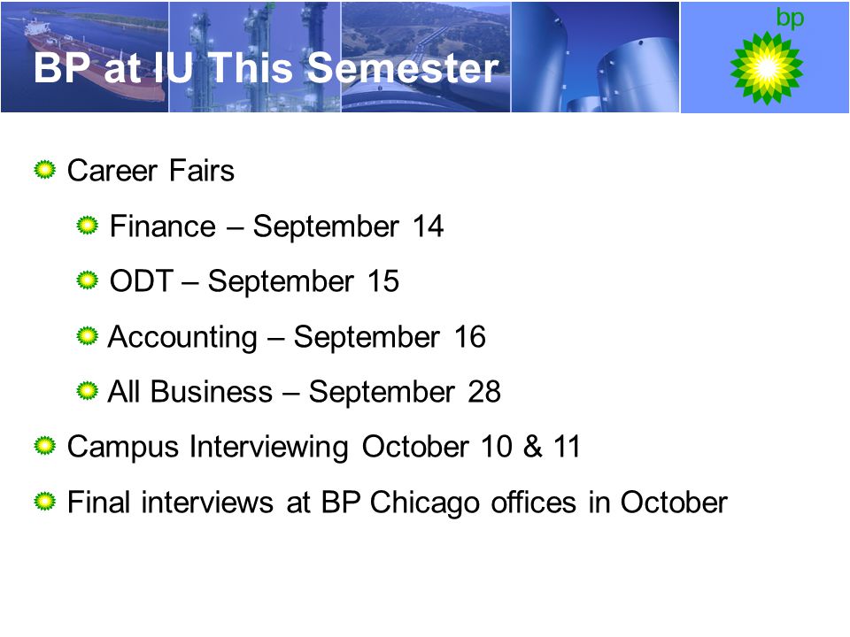 BP at IU This Semester Career Fairs Finance – September 14