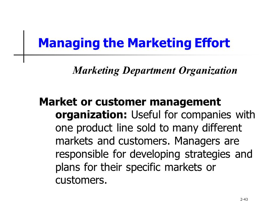 Managing the Marketing Effort