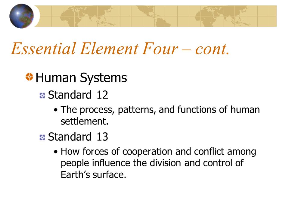 Essential Element Four – cont.