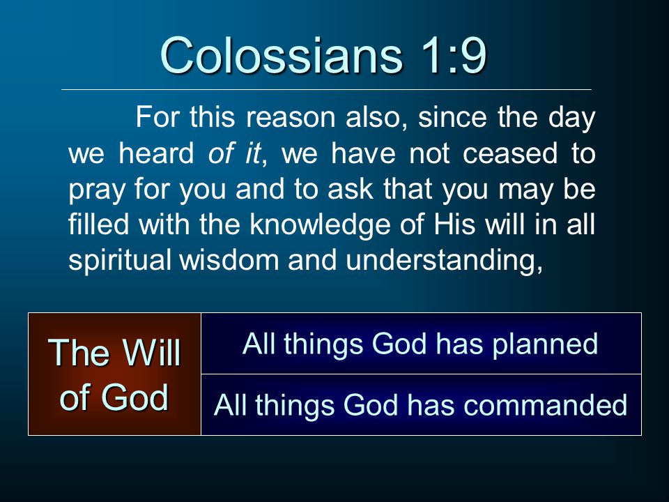 Colossians 1:9 The Will of God