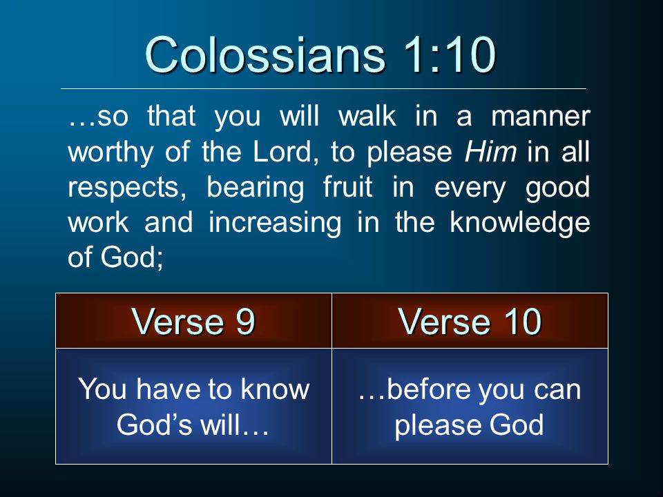 Colossians 1:10 Verse 9 Verse 10
