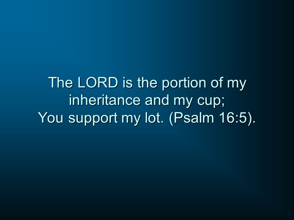 The LORD is the portion of my inheritance and my cup; You support my lot. (Psalm 16:5).
