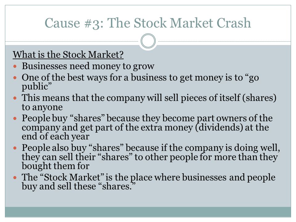Cause #3: The Stock Market Crash