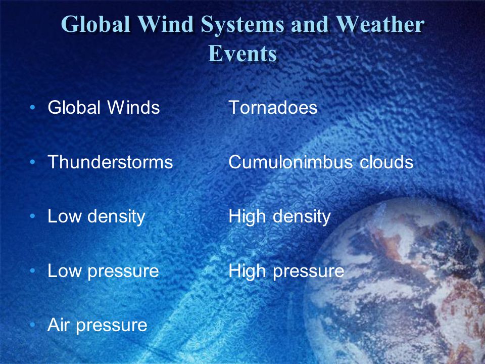 Global Wind Systems and Weather Events