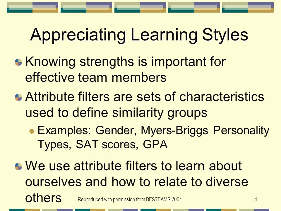 Appreciating Learning Styles