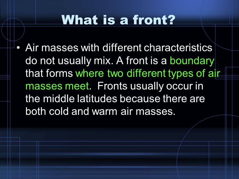 What is a front