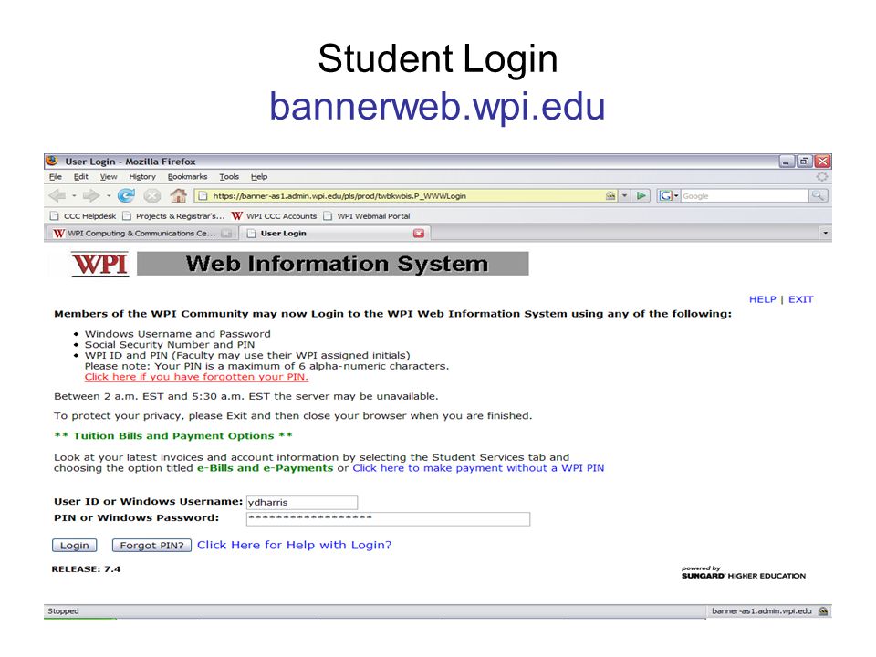 Student Login bannerweb.wpi.edu