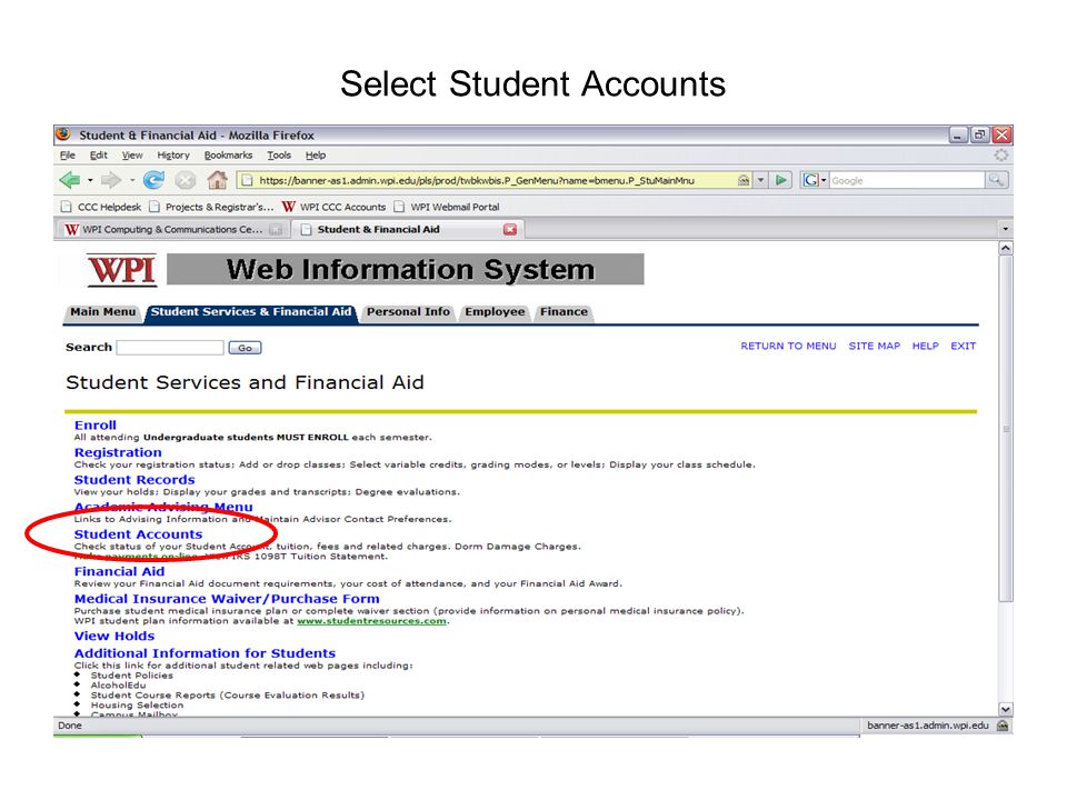 Select Student Accounts