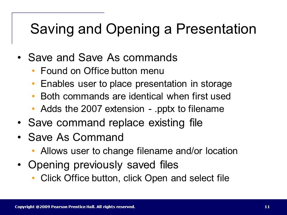 Saving and Opening a Presentation
