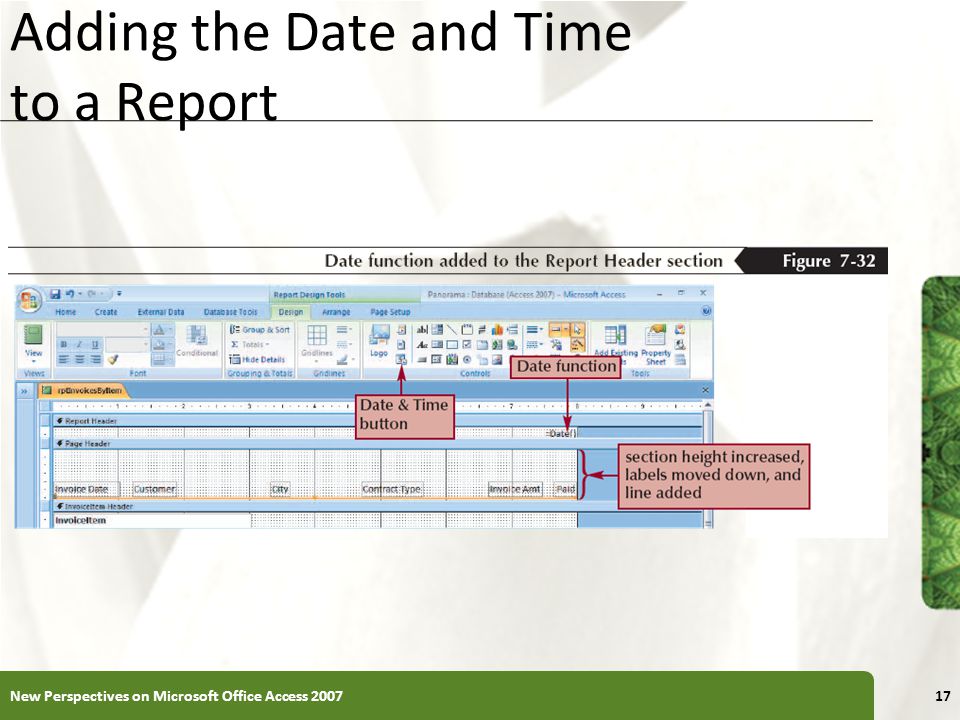 Adding the Date and Time to a Report