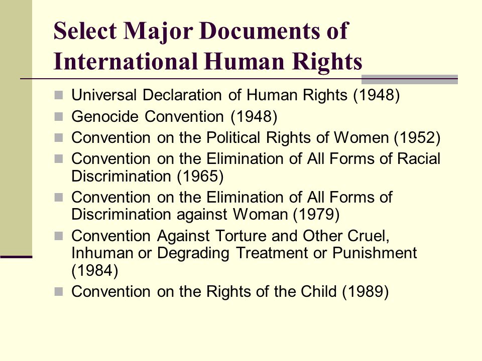 Select Major Documents of International Human Rights
