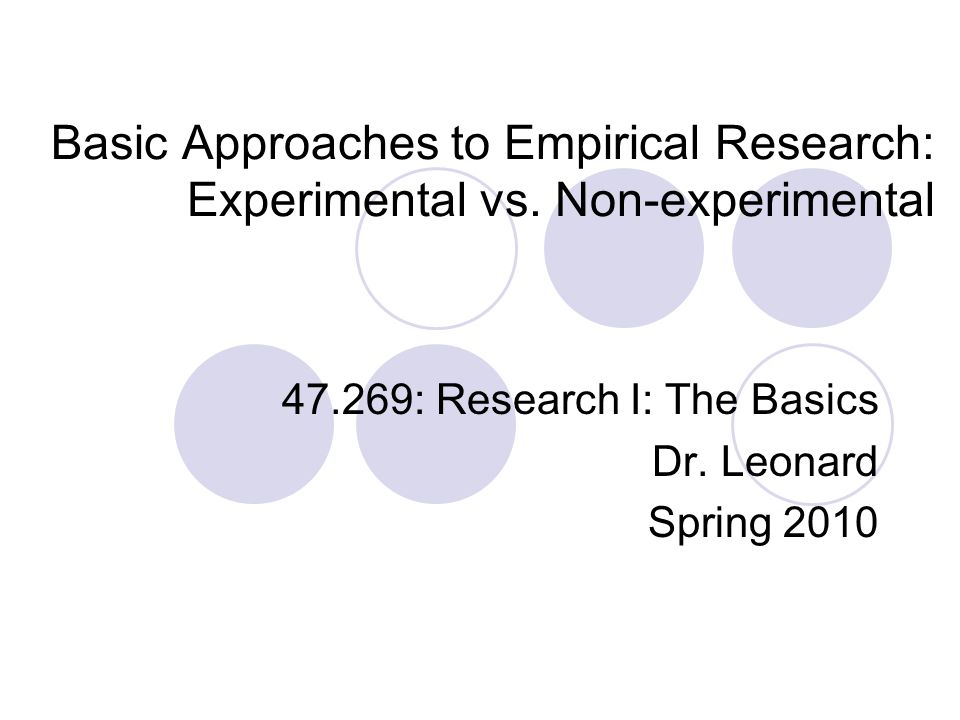 47.269: Research I: The Basics Dr. Leonard Spring 2010