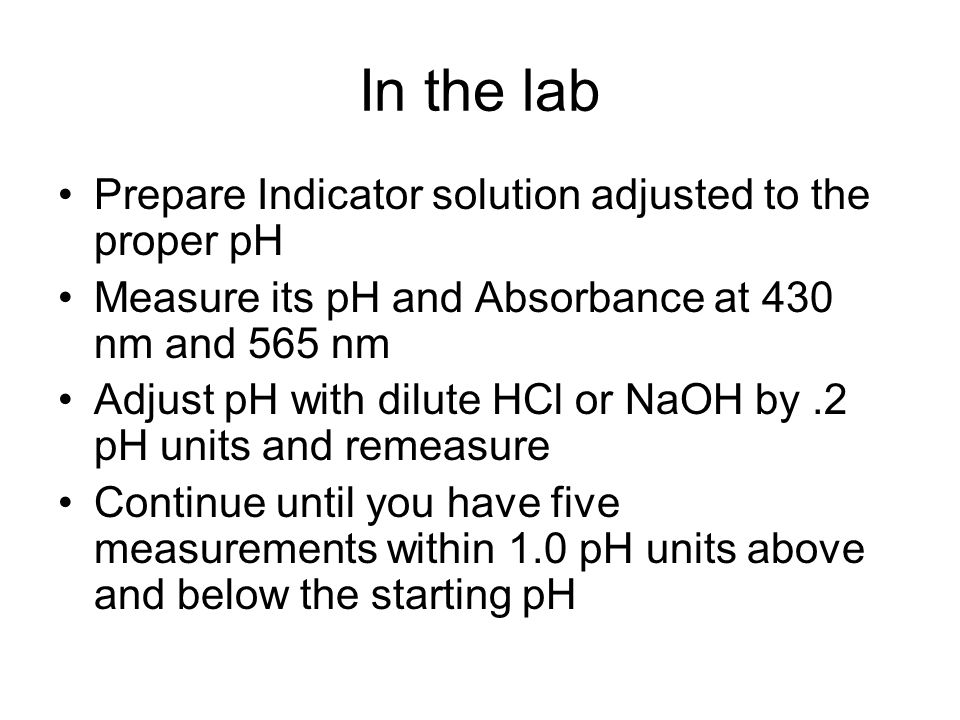 In the lab Prepare Indicator solution adjusted to the proper pH