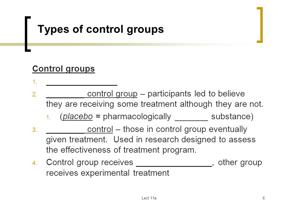 Types of control groups