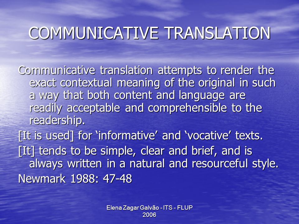 COMMUNICATIVE TRANSLATION