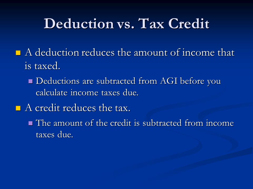 Deduction vs. Tax Credit