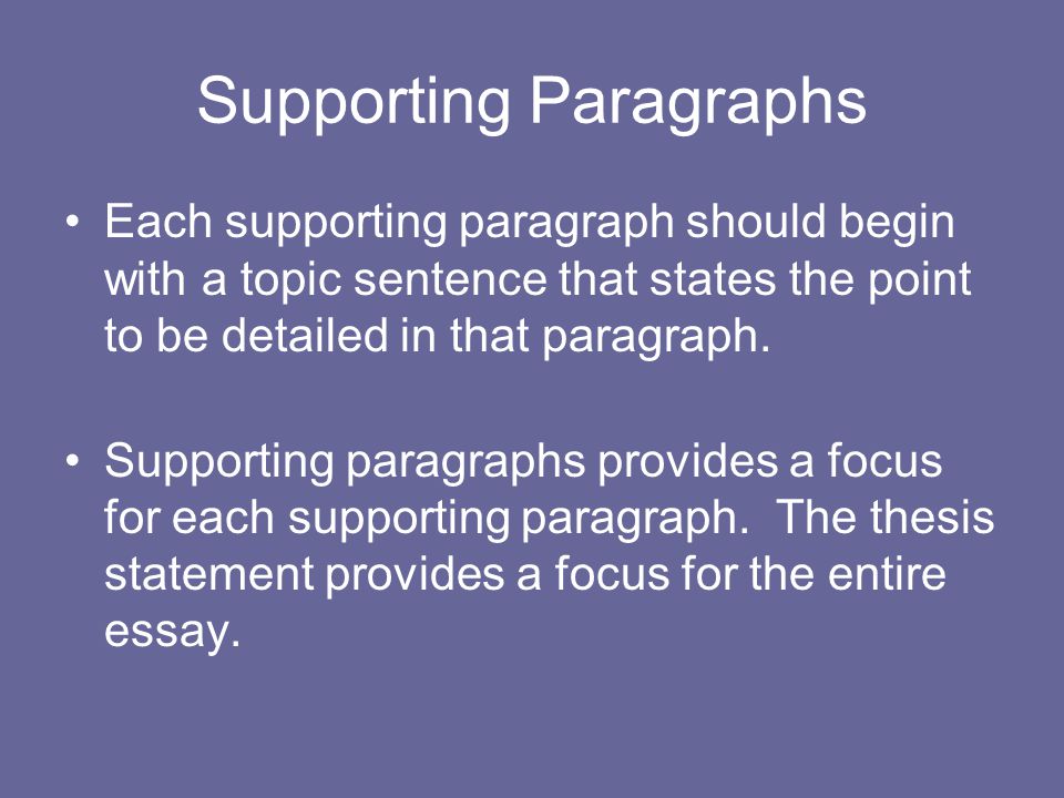 Supporting Paragraphs