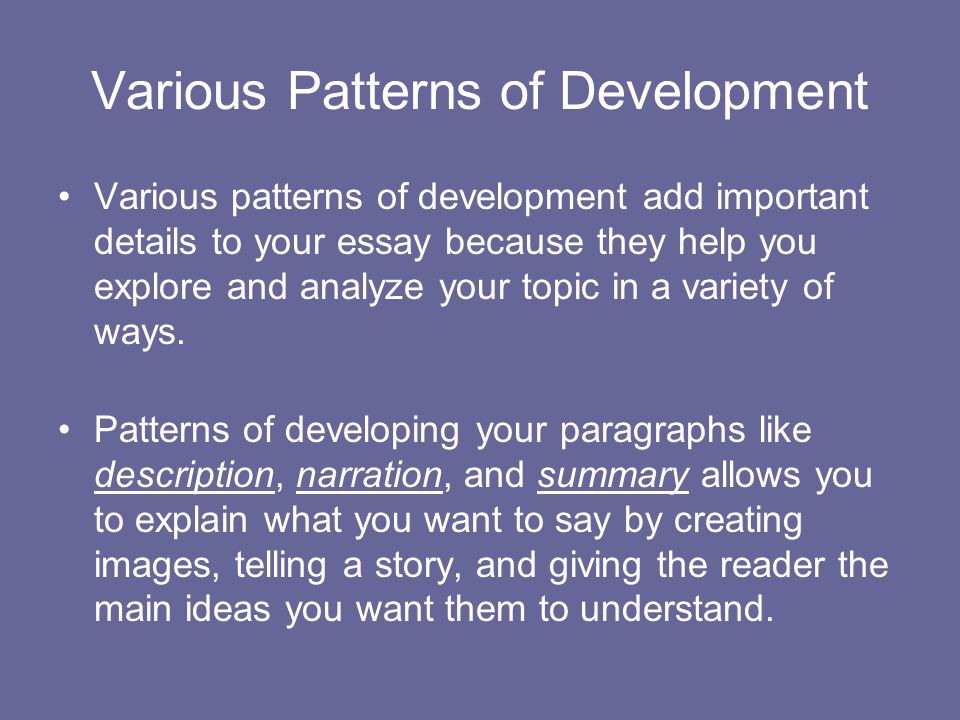Various Patterns of Development