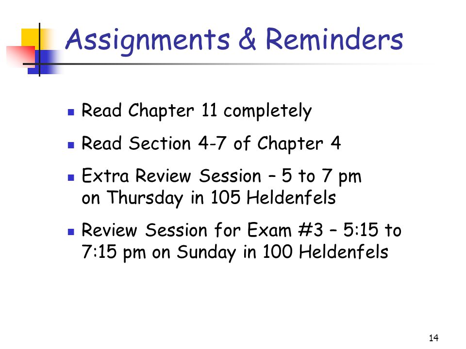 Assignments & Reminders