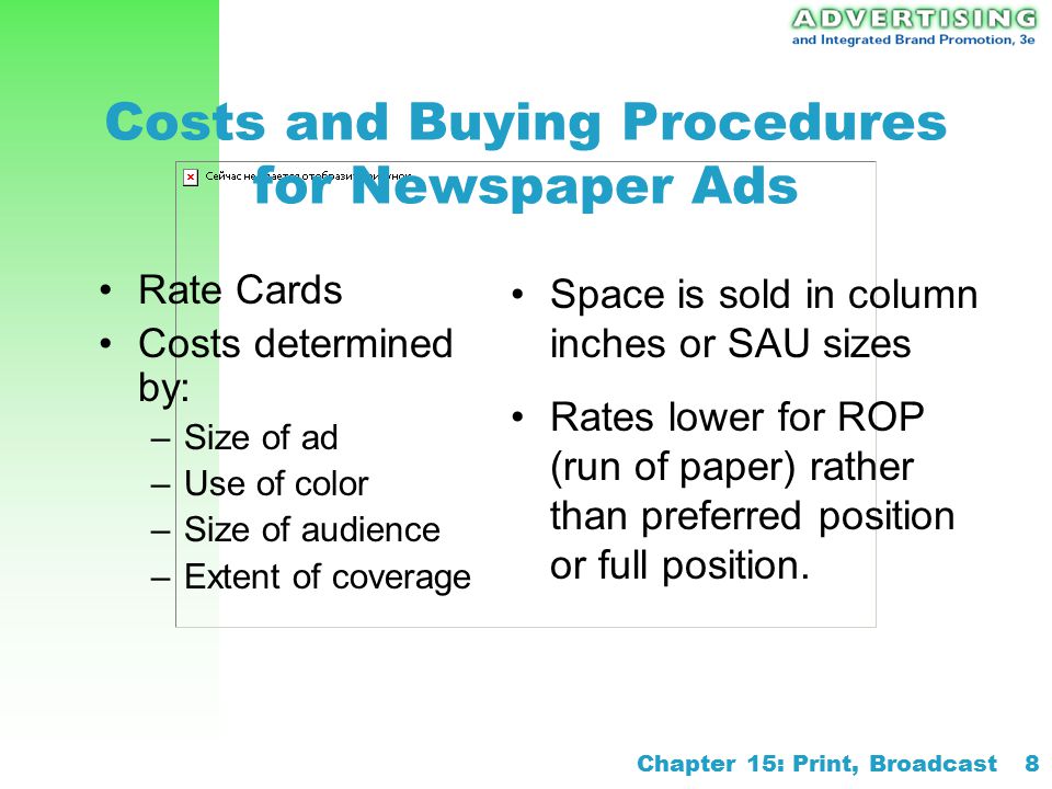 Costs and Buying Procedures for Newspaper Ads