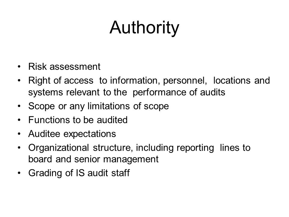 Authority Risk assessment