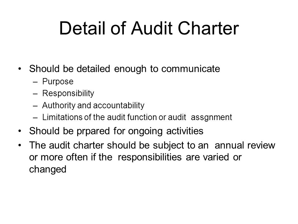 Detail of Audit Charter